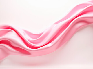 Floating elegant pink fabric on white background, selective focus
