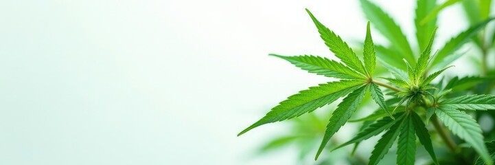 Macro shot of marijuana leaves and stems on a white background, cannabis, closeup, naturephotography