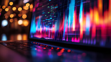 Visual representation of sound waves on a laptop screen