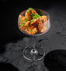 Delicious shrimp dish served in elegant glassware