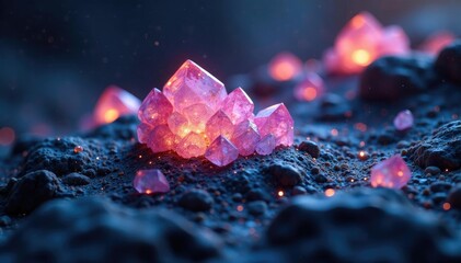 Shimmering crystal formations on a rocky surface, geology, sparkly