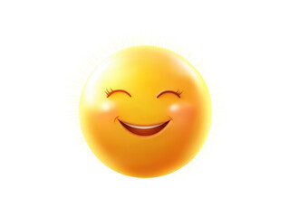 Fototapeta premium Cheerful smiling sun icon digital art transparent background bright and vibrant isolated view joyful concept