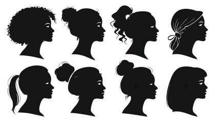 Elegant Female Silhouettes Featuring Diverse Women's Profiles & Fashion in Modern and Classic Styles