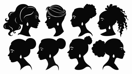 Elegant Female Silhouettes Featuring Diverse Women's Profiles & Fashion in Modern and Classic Styles