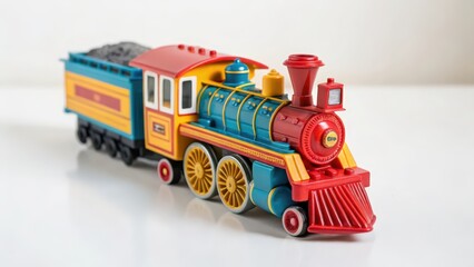 Naklejka premium Colorful Toy Train on White Background