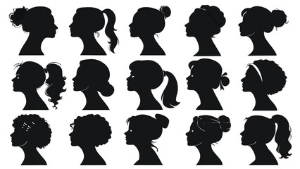 Elegant Female Silhouettes Featuring Diverse Women's Profiles & Fashion in Modern and Classic Styles