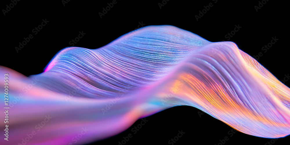 Poster abstract iridescent wave form with parallel lines