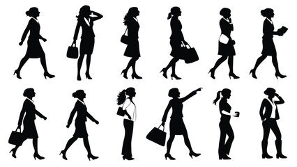 Elegant Female Silhouettes Featuring Diverse Women's Profiles & Fashion in Modern and Classic Styles