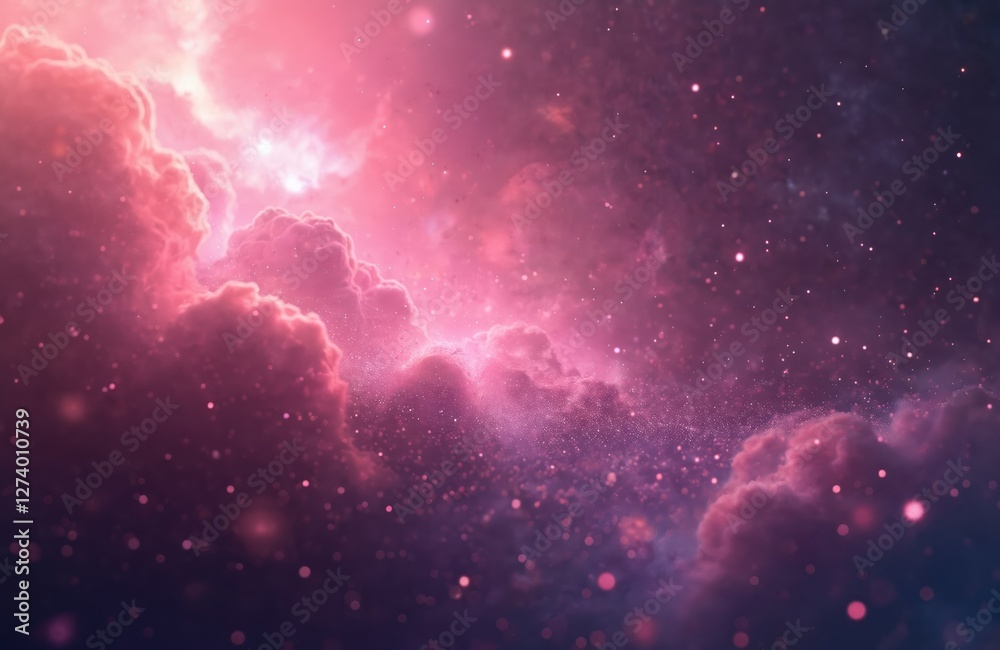 Aufkleber pink galaxy illustration with shining stars, nebula and cloudscape. cosmic space background with eth