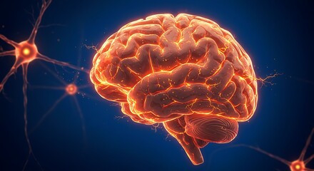 Obraz premium Brain Health Analysis Glowing Neural Activity in Digital Space