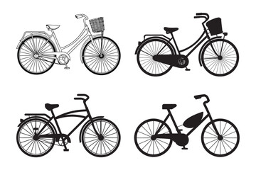 Set of Bicycle Vector Art, Silhouette, Icons, and Graphics Design 3
