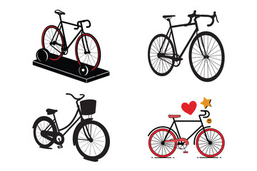Set of Bicycle Vector Art, Silhouette, Icons, and Graphics Design 5