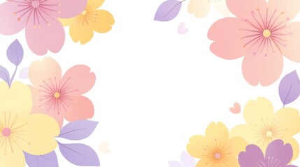 Obraz premium Delicate spring blossoms frame, soft pastel colors