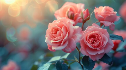 light pink roses in soft color and blur style for background. sweet color roses flowers in pastel tone with blurred style for background pattern texture.