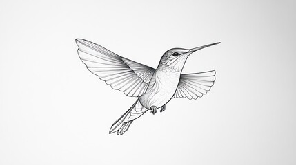 Obraz premium Elegant hummingbird in flight, graphic illustration, nature design, art print