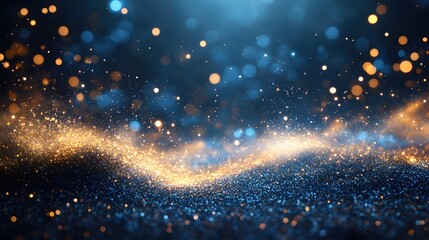 Obraz premium Abstract Sparkle and Light in Blue and Gold Glittering Background for Festive Celebrations