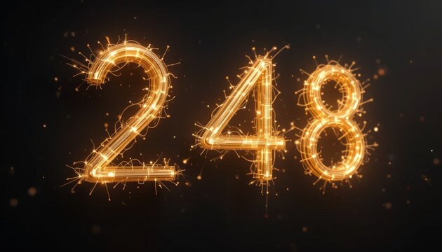 Sparkling Golden Numerals 248: A Festive Celebration of Light and Numbers