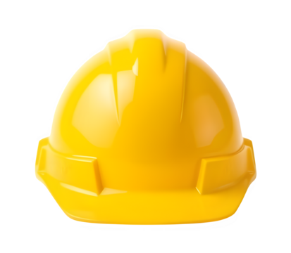 Yellow hard hat safety equipment, construction helmet