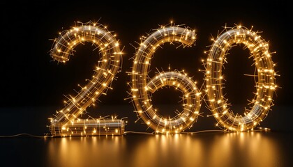 Glowing Number 260 Celebration Lights Festive Decoration