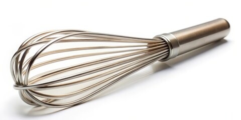 Stainless Steel Whisk on White Background