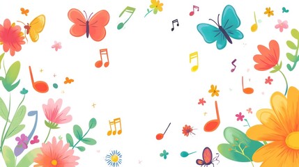 Colorful floral music themed background image