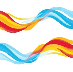 Minimalist abstract Simple vector border design with blue, red, and yellow wavy lines on a white background