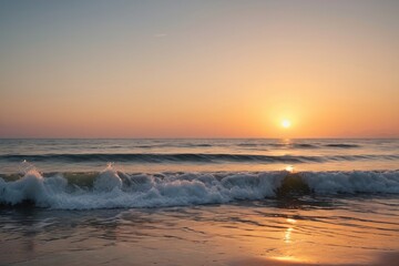 Fototapeta premium surfers are riding the waves at sunset on the beach
