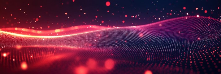 Red digital wave with particles for backgrounds, wallpaper, tech-themed banners