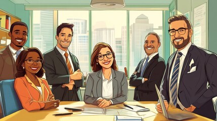 Successful Business Team Meeting in Modern Office