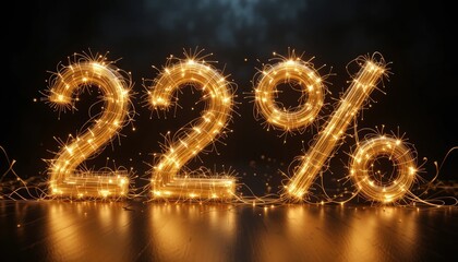 Sparkle 22 Percent Off Sale Promotion Glowing Numbers Discount Offer Festive Celebration