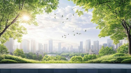 Green City Enhances Urban Living with Nature's Beauty and Sustainable Harmony. Green Building with Eco-Friendly Design.