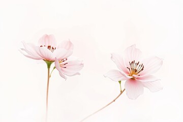Minimalist pink flowers on white background