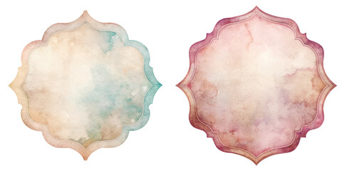 Fototapeta premium Soft watercolor textures, elegant shapes, pastel colors, decorative frames, artistic backgrounds, versatile design elements.
