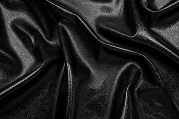 Black Leather Texture Background Design with Elegant Folds and Dark Style for Fashion Concept or Luxury Concept.