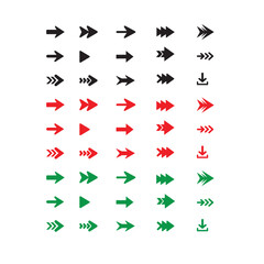 Colorful Arrow Icons Collection |Arrow Icons Set Black, Red, and Green Designs