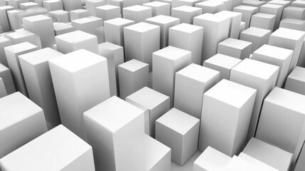 White Blocks Form Abstract Cityscape with Modern Architectural Design