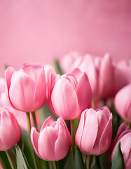 Naklejka premium Różowe kwiaty tulipany tło na życzenia na dzień kobiet