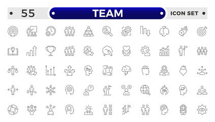 Team Outline icons related to management, administration, supervision, leadership, business, governance. Linear icon collection. Teamwork icon collection.