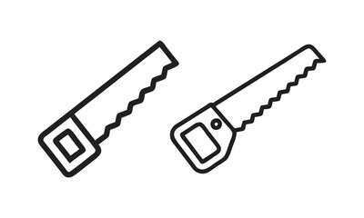 Vector Illustration of Two Hand Saws, handsaw line art icons