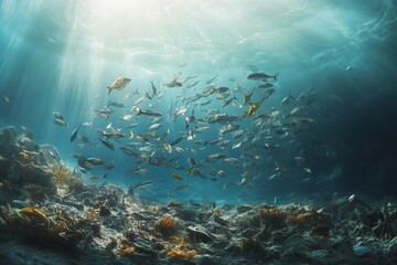 Fototapeta premium Overfishing and Marine Ecosystem Depletion: Addressing the Crisis and Seeking Sustainable Solutions