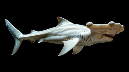 A hammerhead shark with its unique head shape, isolated on a minimalistic dark background