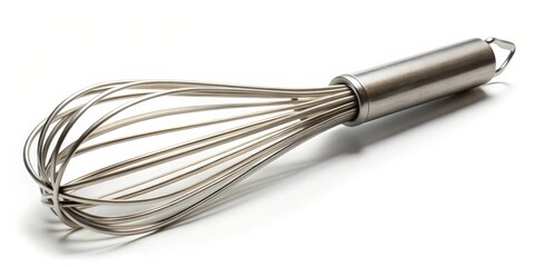 Stainless Steel Whisk on White Background