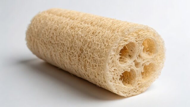 Natural Loofah Sponge on White Background