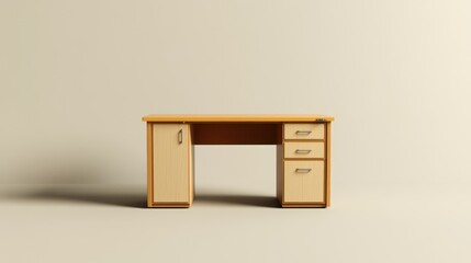 Simple wooden desk against plain background. Possible office use