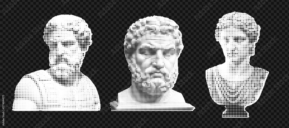 Wall mural set of hands gestures at the popart style and halftone effect on the transparent grid background. tr