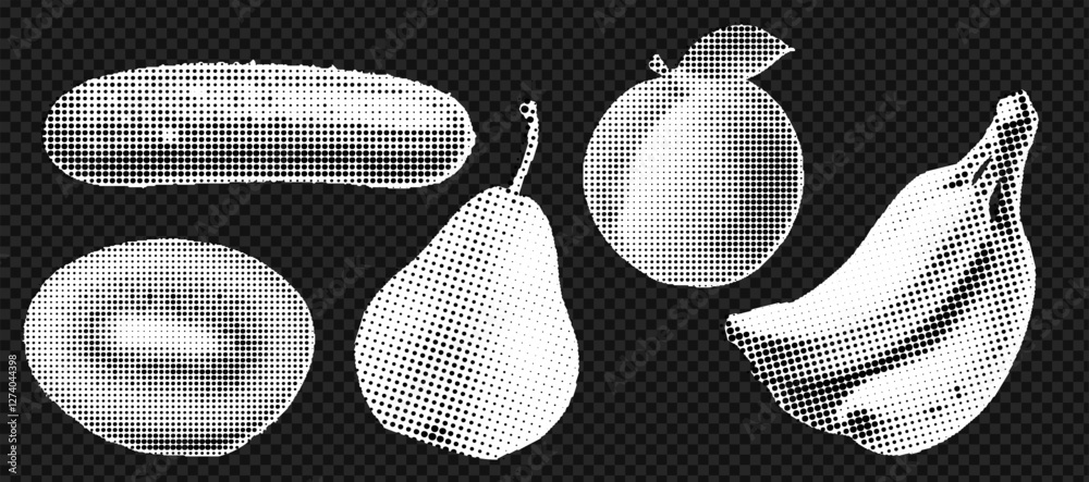 Wall mural set of hands gestures at the popart style and halftone effect on the transparent grid background. tr