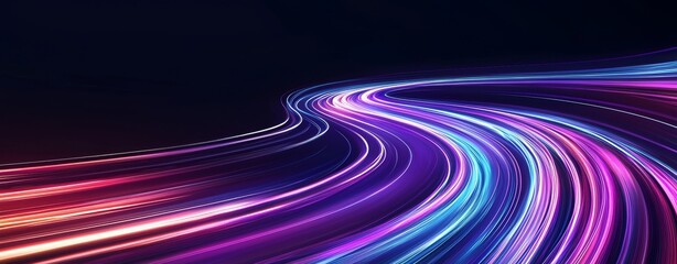 Vibrant blue and red neon lights are used in this dynamic abstract digital design to create a sense of movement and energy, resulting in a visually striking image that feels modern and fast