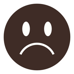 Sad face with a downward curve mouth in a circular design conveying negative emotions. Ideal for depression, empathy, failure, loss, support, negativity, feelings. Flat color icon