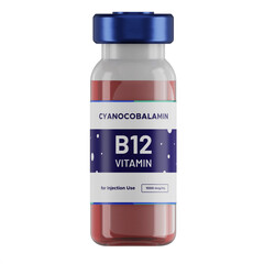Isolated of a liquid vitamin b12 on white background. 3d render. health and medical concepts