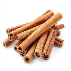 Aromatic cinnamon sticks on white background, studio shot, spice